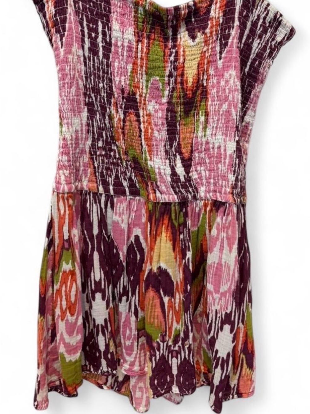 Anthropologie Pink Multi Tie-Front Smocked Dress - Picture 6 of 6
